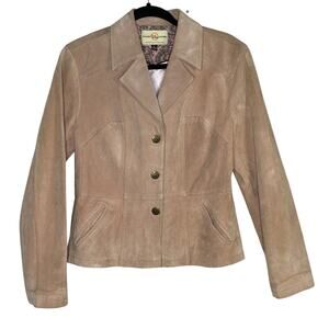 Vintage 90s Y2K Genuine Suede Leather Blazer Jacket Western Grunge Tan Size L